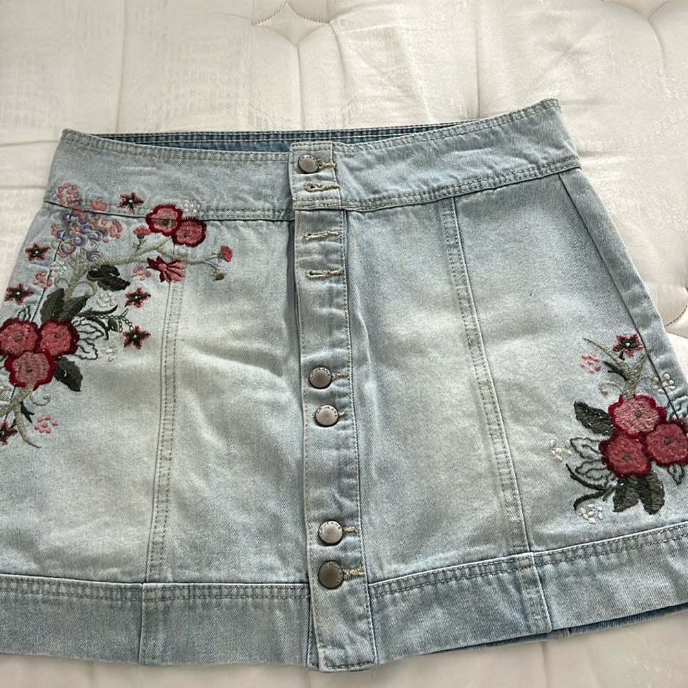 Floral Jean skirt